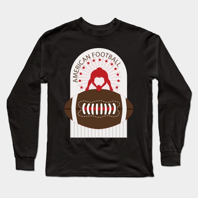 American Football Player Long Sleeve T-Shirt by Mako Design 